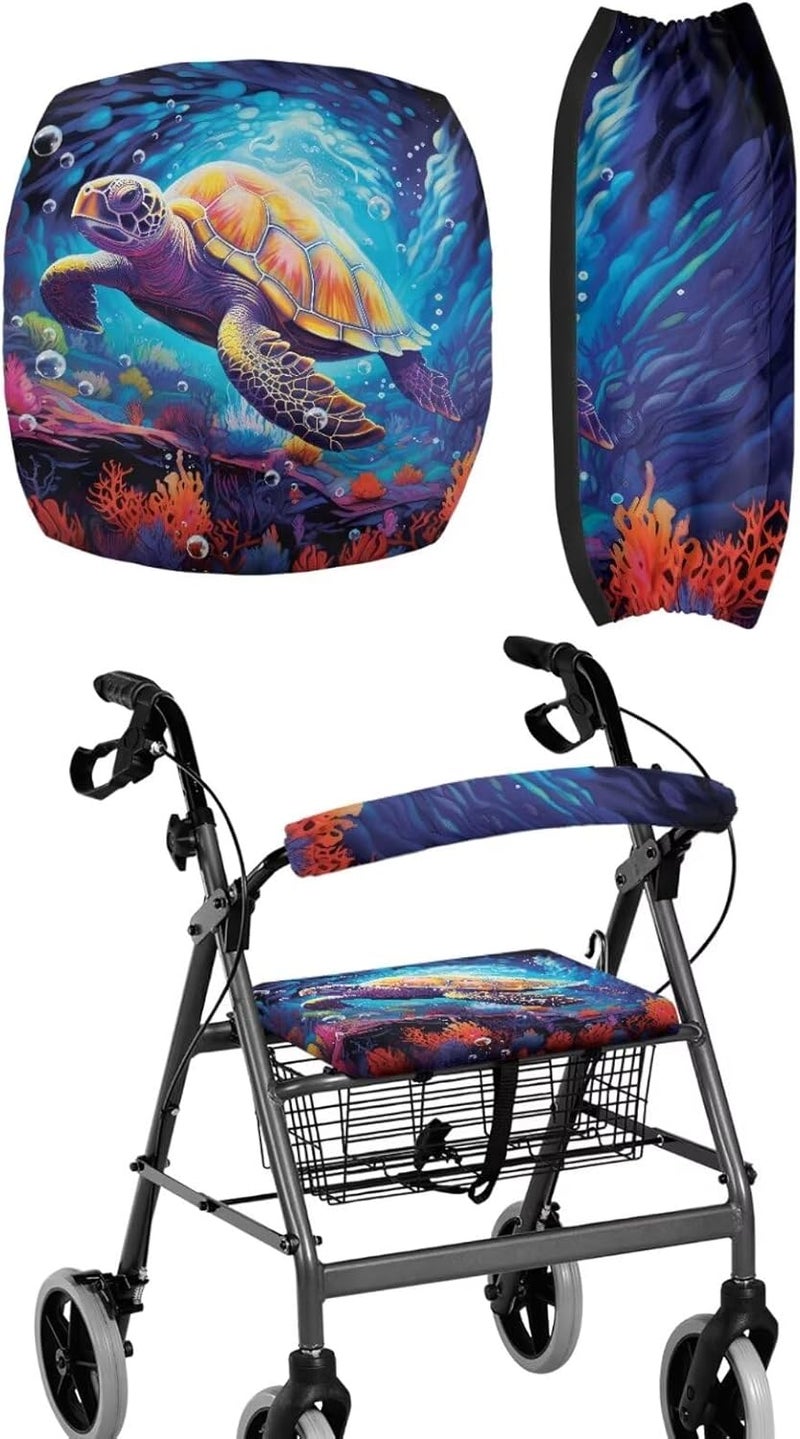 LedBack Walkers, Rollators & Accessories Sea Turtle Rollator Seat Cushion Soft Walker Seat Cover Dust Cover Walker Decorations - Image 1